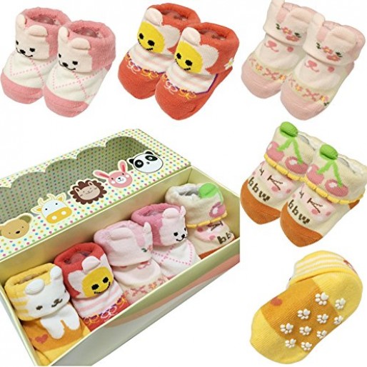 GIRL Babytoon Adorable Anti-Slip Socks Pack